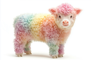 Colorful micro cow with rainbow fur
