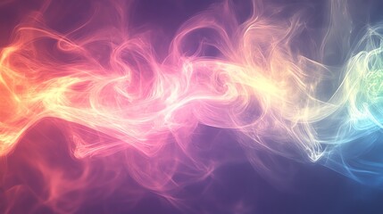 Obraz premium Abstract colorful smoke swirling in a dark blue background.