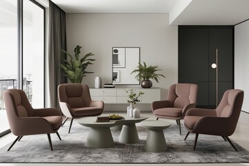 Stylish Minimalist 3D Armchair Arrangement for Modern Homes