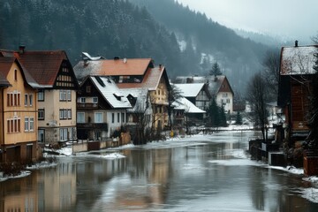 Fototapeta premium Flood in village.
