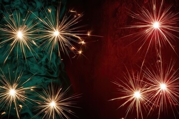 Dramatic Jade and Crimson Tapestry: A Dance of Illuminating Sparks and Textured Backdrops