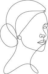 Linear portrait of a beautiful girl.  Minimal portrait. One continuous line. Beauty and glamour concept. Hand drawn vector illustration.