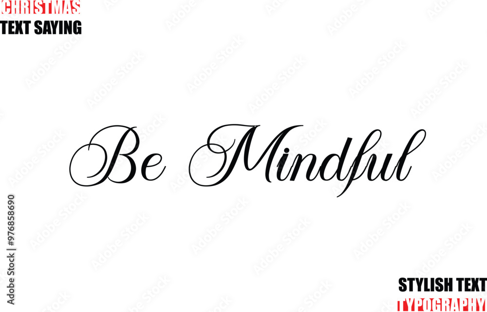 Fototapete typescript cursive text christmas quote be mindful.