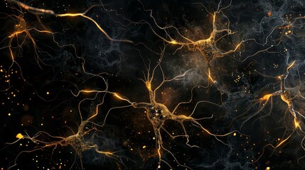 Neuron Network - Black and Gold Background