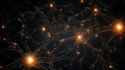 Black and Gold Neuron Network - Design Element