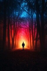 Fototapeta premium mysterious forest path with silhouette