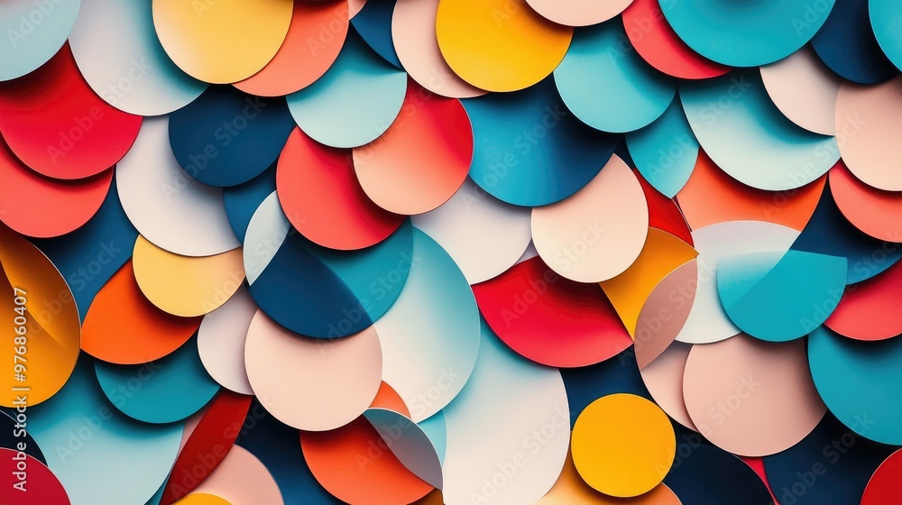 Poster colorful geometric circles create a modern infographic texture, arranged in a structured pattern ove
