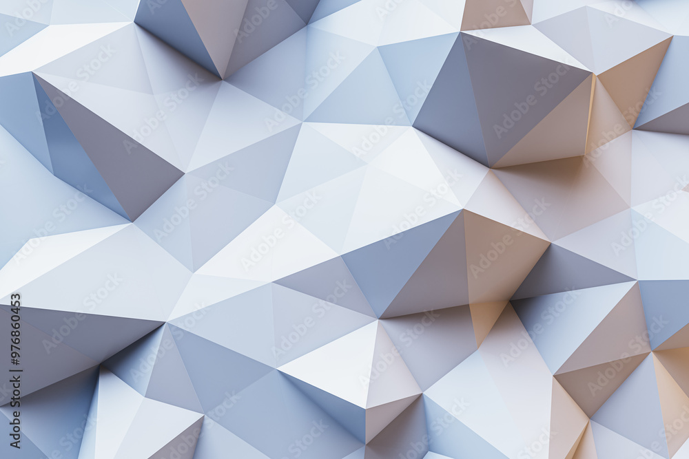 Aufkleber Abstract white triangular garment background. Design and landing page concept. 3D Rendering.