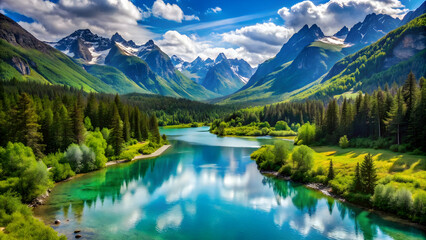 Pristine Mountain Landscape With Crystalclear