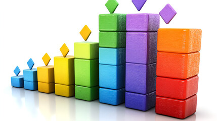 Colorful bar graph representing growth trends in data analysis during a business presentation