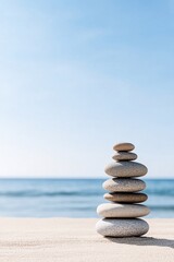 Fototapeta premium stacked stones on beach
