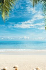 Obraz premium tropical beach with palm trees and calm ocean