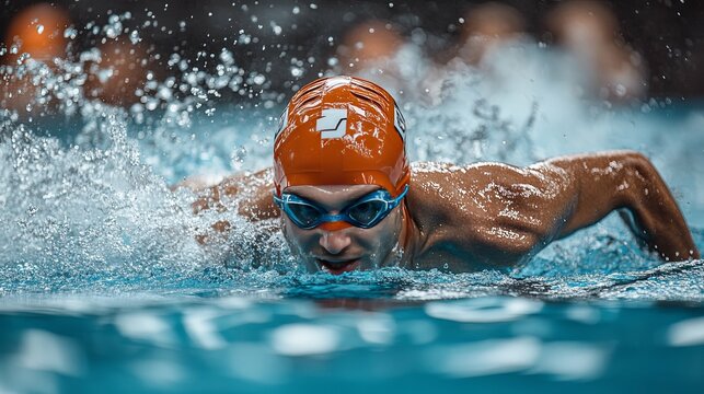 A Swimmer Breaking The Surface Of The Water
