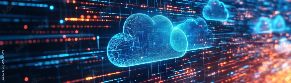 Poster abstract digital cloud computing technology concept