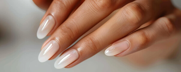 Fototapeta premium Stylish Oval-Shaped White Nails