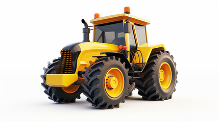 Obraz premium Modern 3D Illustration of a Yellow Tractor