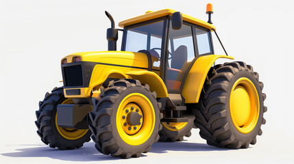 Modern 3D Illustration of a Yellow Tractor