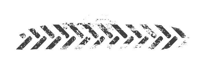 Tire track. Car, bike, motorcycle tyre mark with grunge effect isolated on white background. Wheel footprint on the road. Top view of rubber protector mark. © backup16