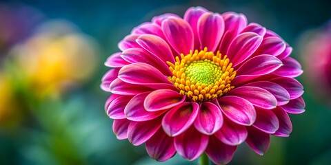 Fototapeta premium Vibrant pink and yellow flower close-up, botanical, flora, spring, bloom, petals, colorful, nature, garden, vibrant, blossom