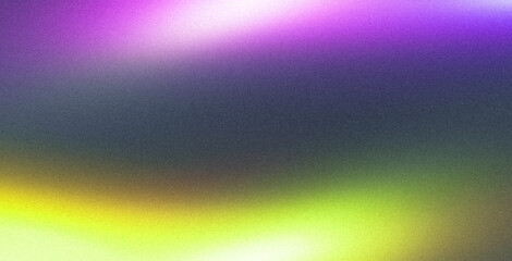 Grainy gradient background purple pink blue green abstract glowing color wave black backdrop, noise texture banner poster header design, banner