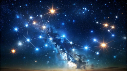 Obraz premium Starry sky with glowing stars and Ursa Major constellation line in astrology , astrology