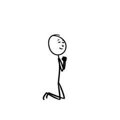 a stick figure kneels to pray