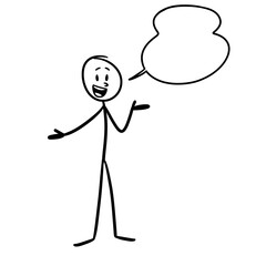 someone is talking with a speech bubble above them