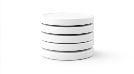 Obraz premium 3D white database model with smooth rounded disks 