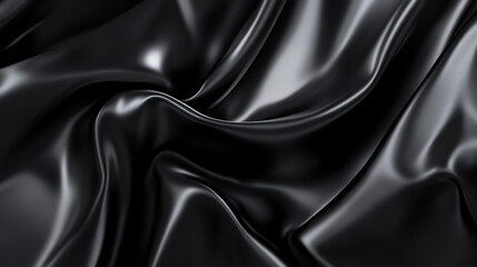 Obraz premium A silky black fabric background with soft folds.