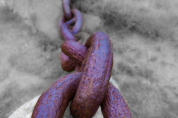 close-up of a rusty and tired chain