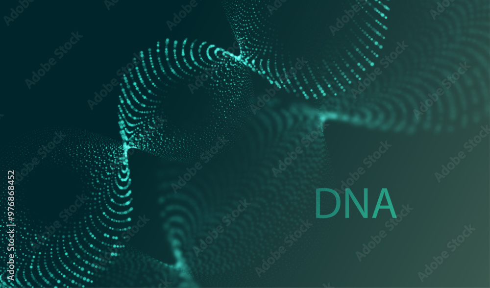 Aufkleber artificial intelligence dna particle waves future connect innovation vector design. big data biology