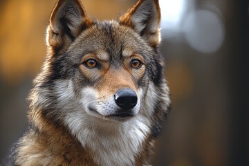Obraz premium Portrait of wild wolf showing dominance in nature