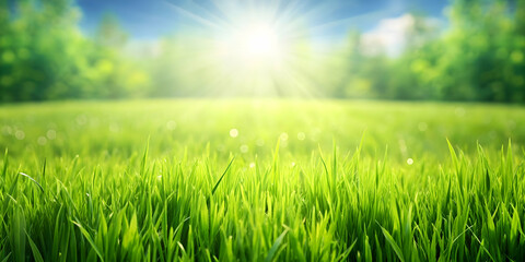 Lush green grass meadow background, nature, field, countryside, tranquil, fresh, vibrant, spring, summer, landscape, peaceful