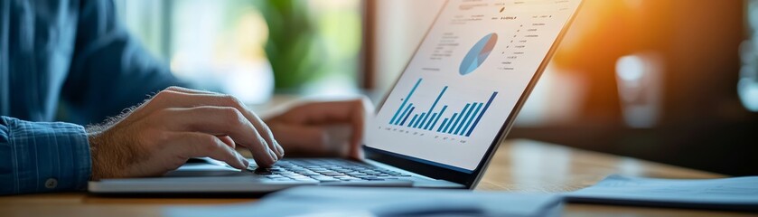 Businessman Analyzing Data on Laptop