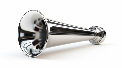 Metallic Silver Megaphone on White Background