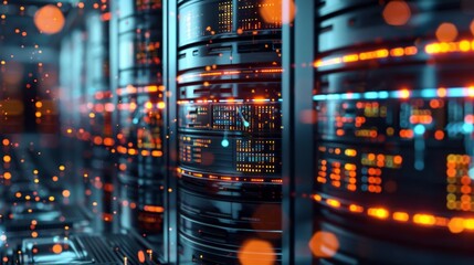 Database infographic with secure network connect background concept