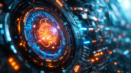 Fototapeta premium Abstract sci-fi background featuring digital holograms and futuristic technology concepts