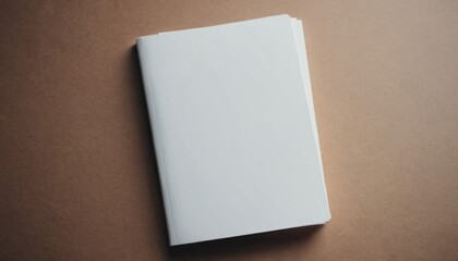 mockup book, magazine, booklet on warm beige background top view, ai generated, ai