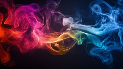 Obraz premium Abstract colorful smoke swirls against a black background.