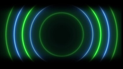 Abstract neon radar animated blue, green and red background. Searching process in futuristic interface, connection signal concept, Seamless loop
