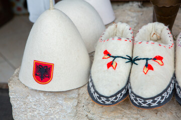 Beautiful and colorful traditional souvenirs from Albania.