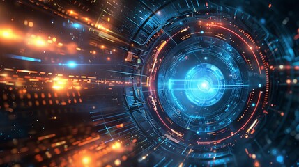 Fototapeta premium Sci-fi technology background featuring advanced spacecraft and interstellar travel concepts