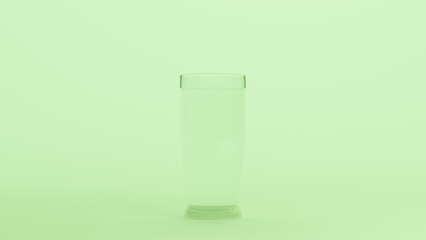 Pint glass glass empty drink clear transparent green monochrome clean beverage pale mint green background 3d illustration render digital rendering	
