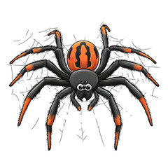 Obraz premium Cute Cartoon Halloween Spider on Web with Spooky Silhouette Design