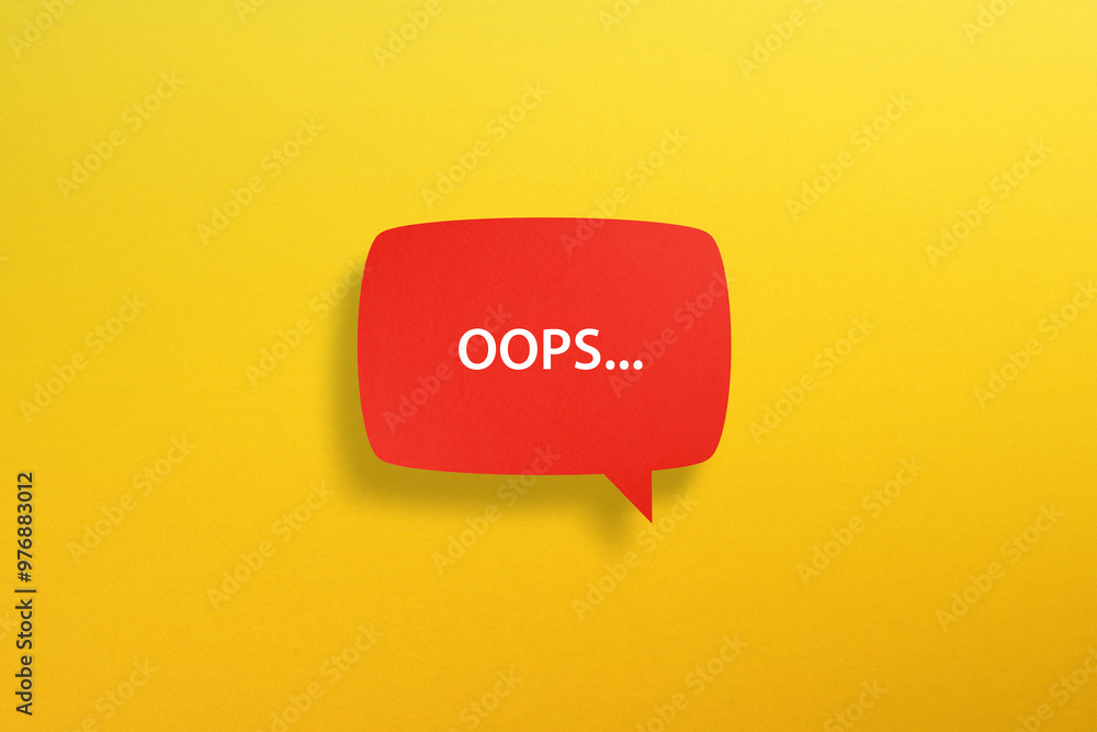 Poster ooops message. paper speech bubble with the word 