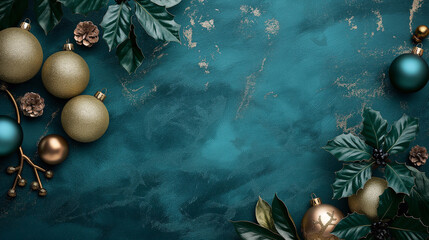Elegant Gold Christmas Ornaments on Green