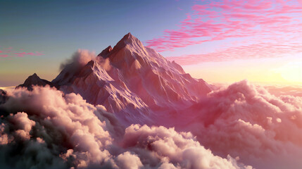 Sunrise Over Snow-Capped Mountain with Clouds