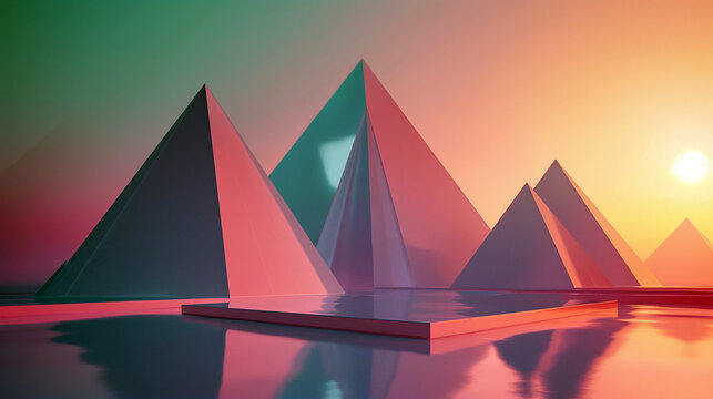 Minimalist Geometric Shapes with Soft Pastel Gradient Background