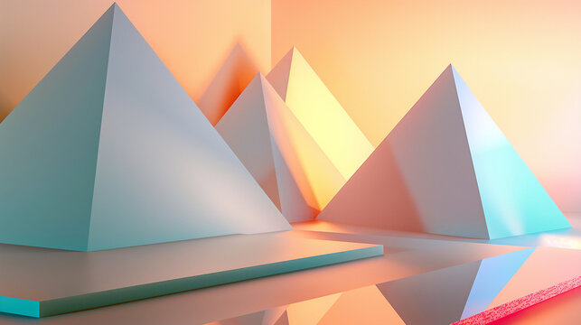 Minimalist Geometric Shapes with Soft Pastel Gradient Background
