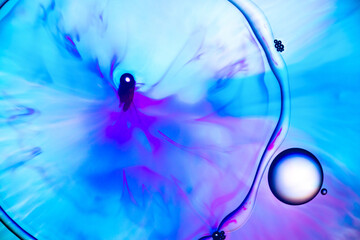 Color burst explosion with ink bubbles 